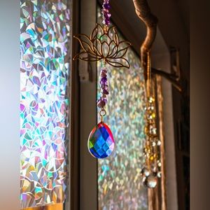 Lotus with amethyst crystal